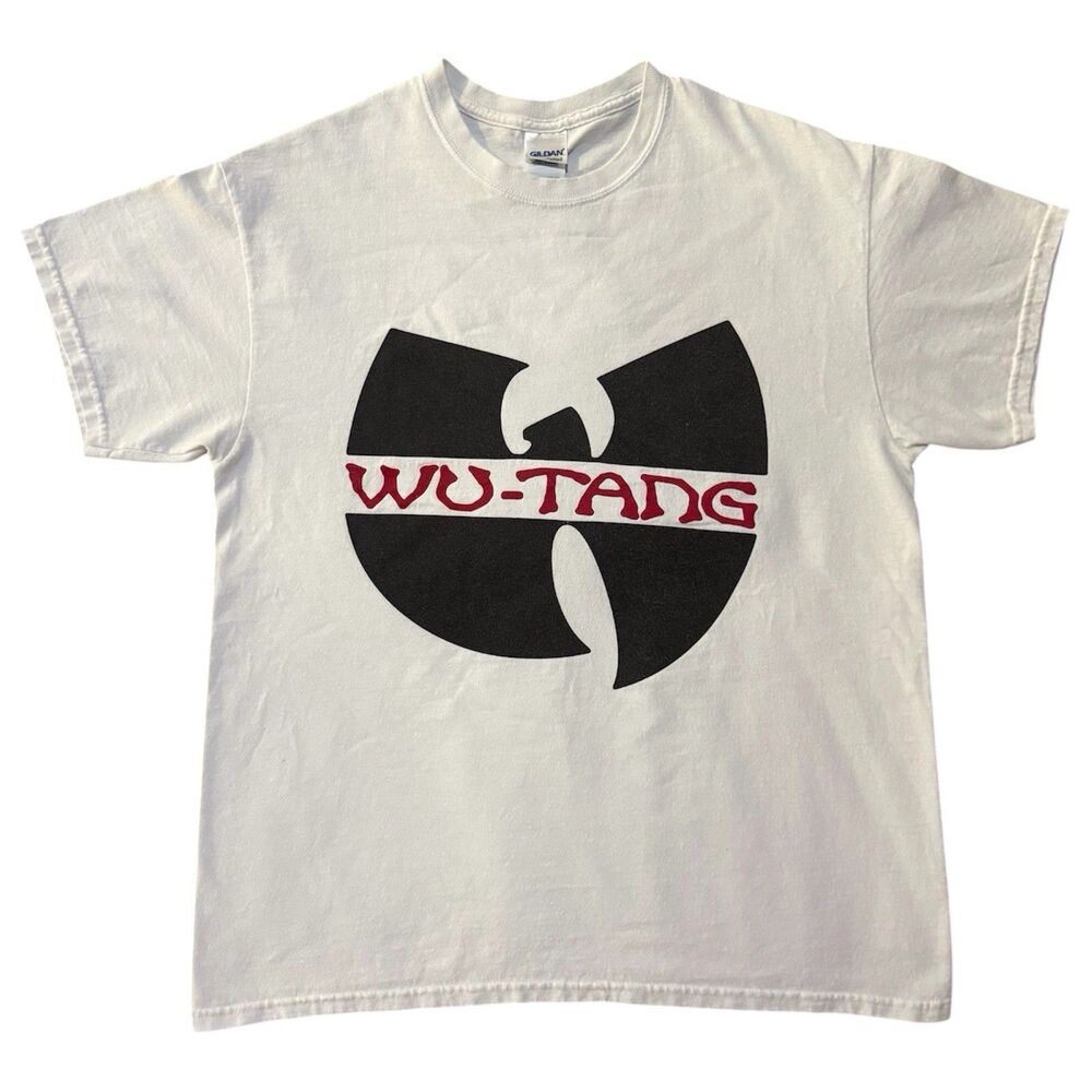 Wu‑Tang Clan T‑Shirt Size Large White Black Logo Official Hip Hop Merch Gildan